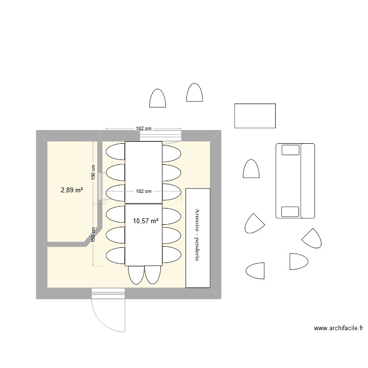 Extension 3. Plan de 2 pièces et 13 m2