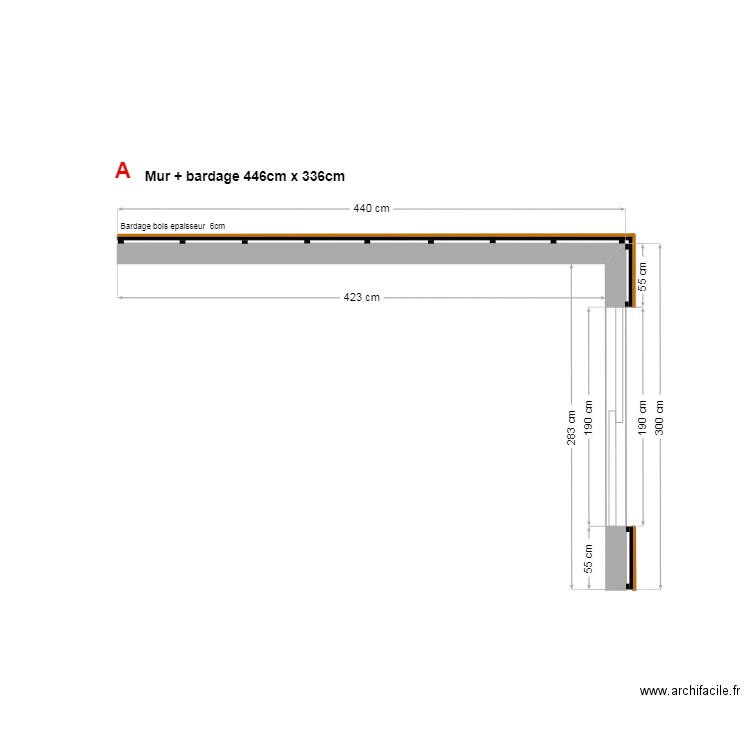 Wood Wall vue plan mur + bardage. Plan de 0 pièce et 0 m2