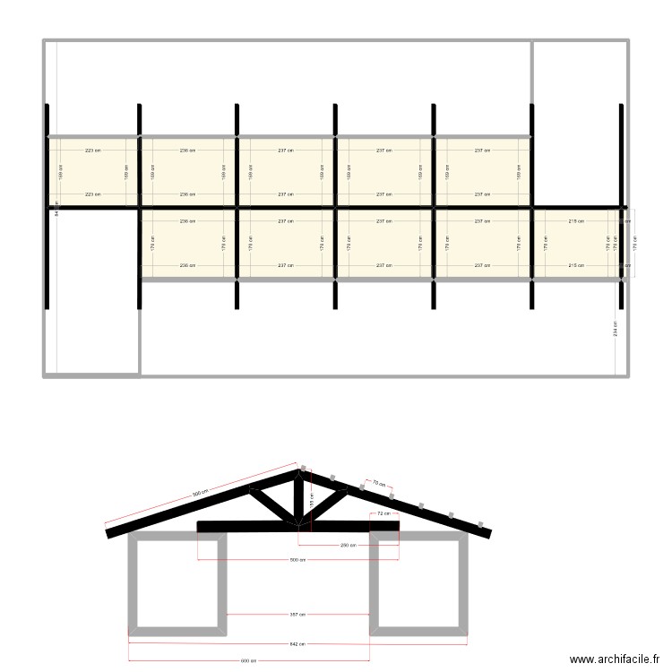 plan charpente. Plan de 15 pièces et 50 m2