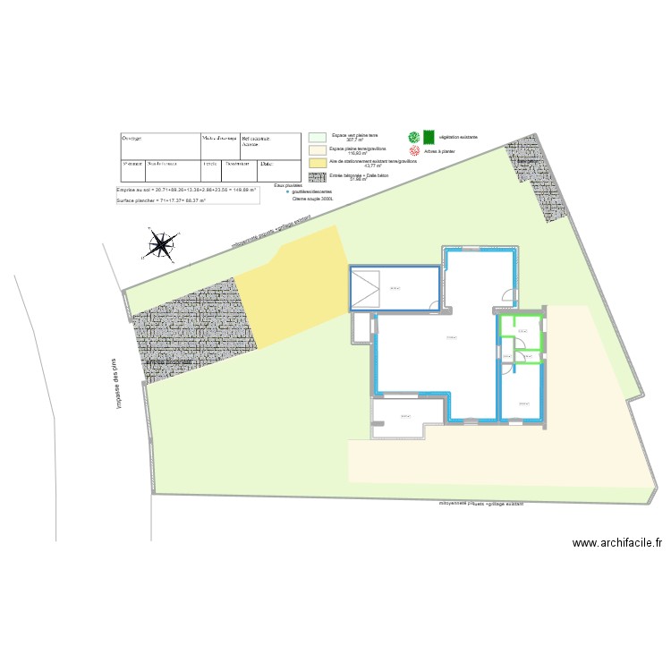 plan de masse projeté Rev1 pour amenagement. Plan de 12 pièces et 816 m2