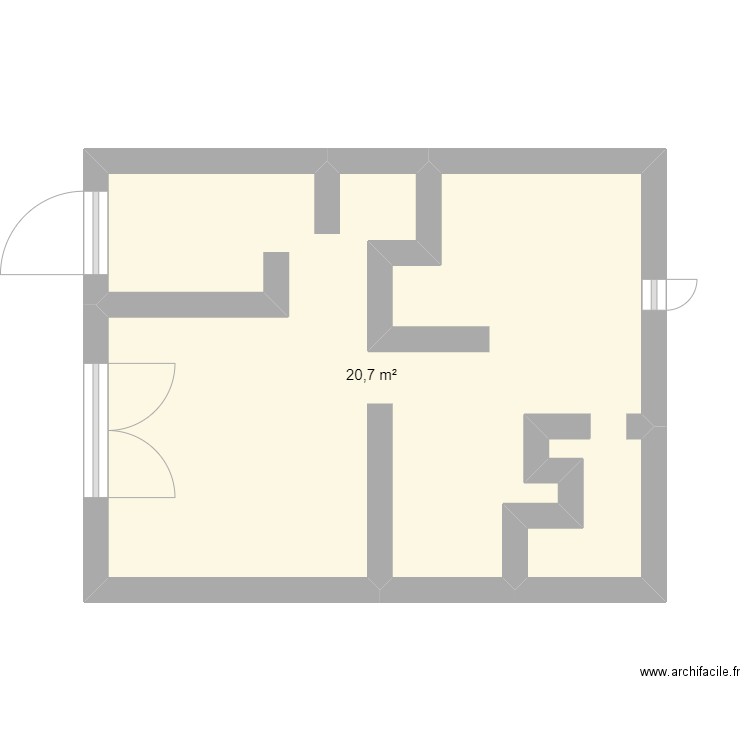 Parquet. Plan de 1 pièce et 21 m2