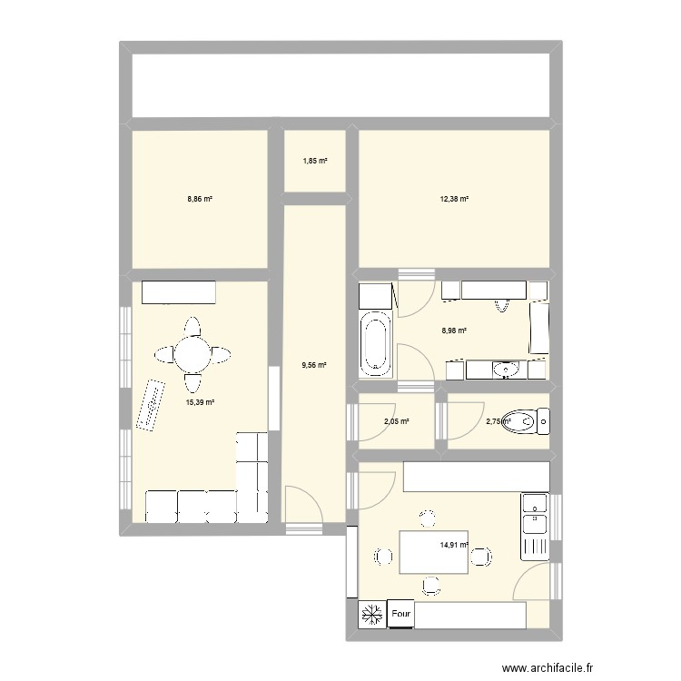 Global maison. Plan de 9 pièces et 77 m2