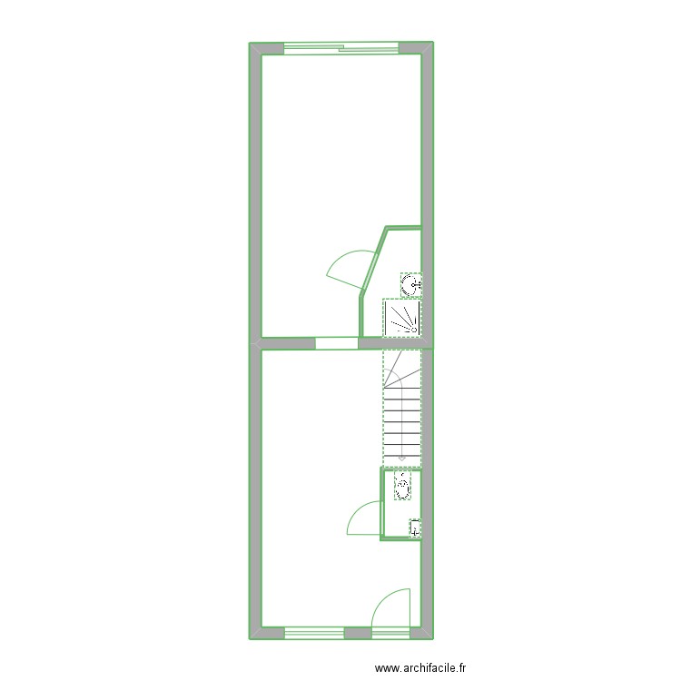 del. Plan de 1 pièce et 20 m2