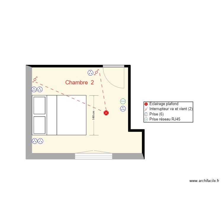 ELECTRICITE CHAMBRE 2. Plan de 1 pièce et 10 m2