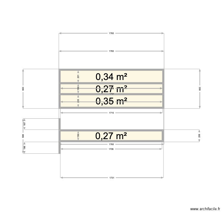 etagere mobile 1. Plan de 4 pièces et 1 m2