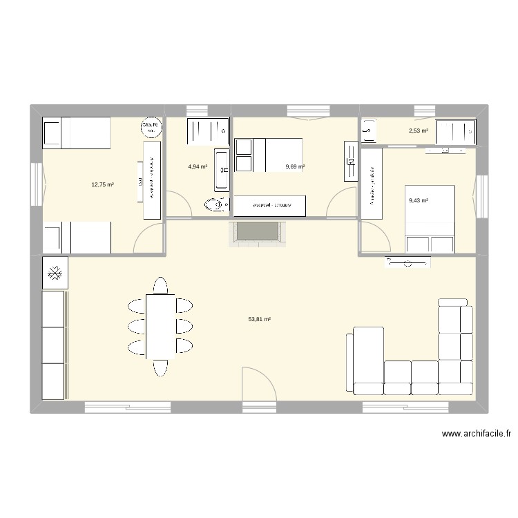 causs82. Plan de 6 pièces et 93 m2