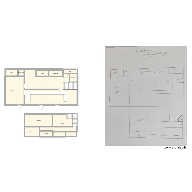 Plan magasin. Plan de 15 pièces et 126 m2