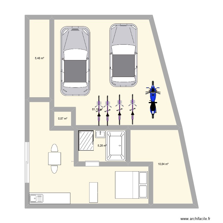 Cécile1. Plan de 5 pièces et 84 m2