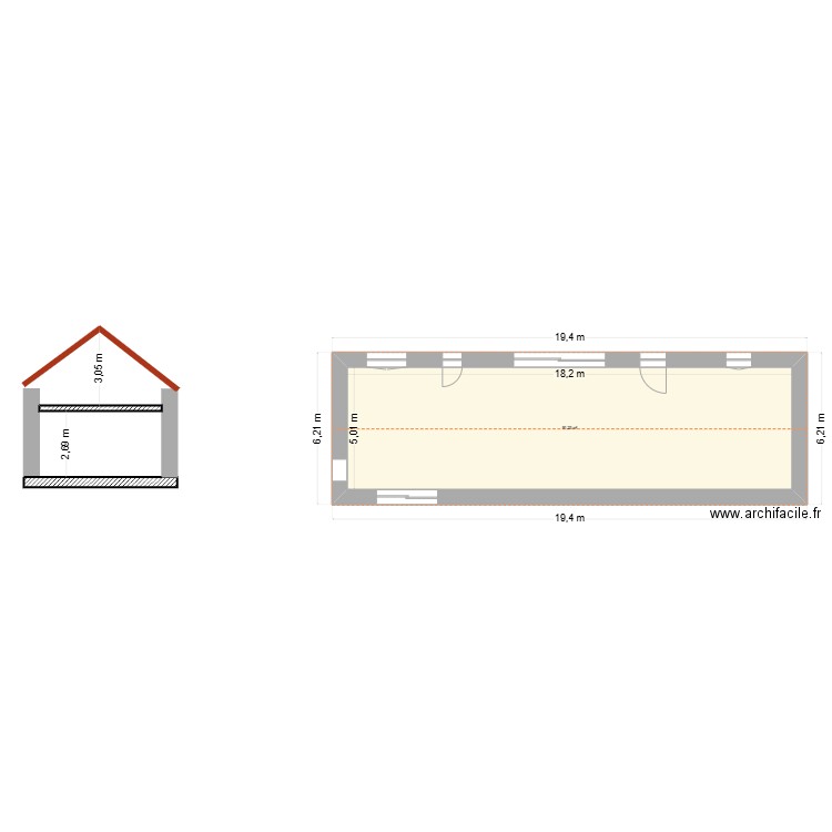 MARAMBA. Plan de 1 pièce et 91 m2