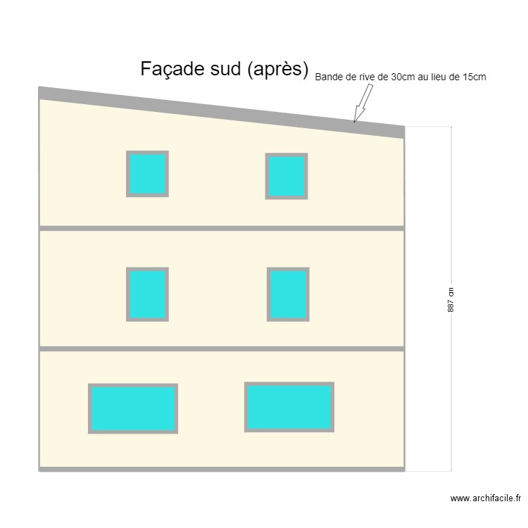 Brasseurs façade sud (après). Plan de 3 pièces et 82 m2