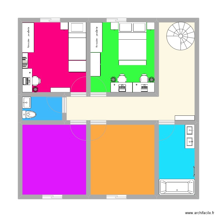 Maison (1er). Plan de 7 pièces et 68 m2