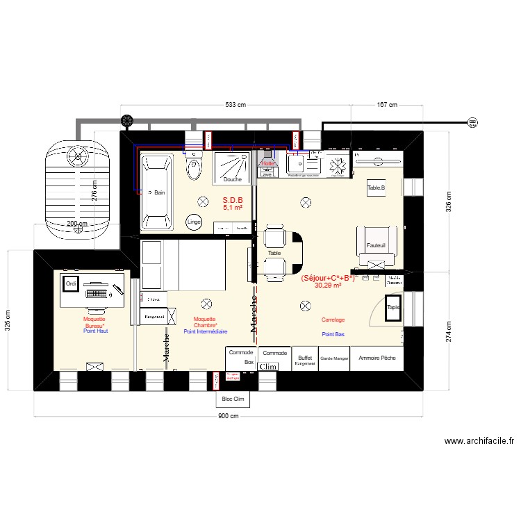 Maison Améliorer Copie 3.1 version 3 Economique. Plan de 2 pièces et 35 m2