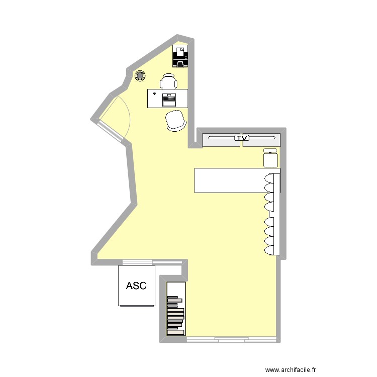 RDV entrée. Plan de 1 pièce et 24 m2