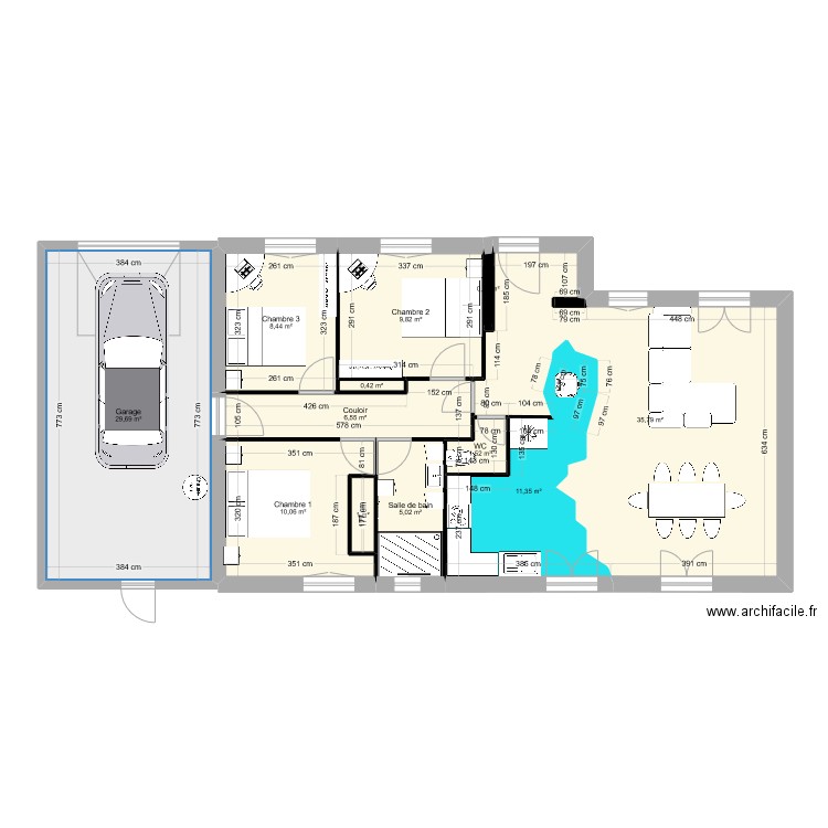 romain projet. Plan de 13 pièces et 120 m2