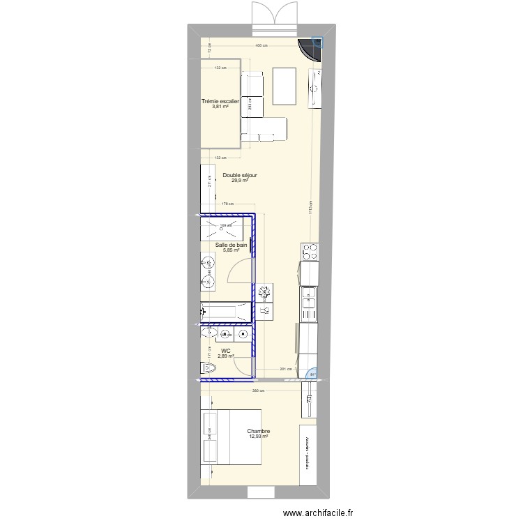 cournonterral. Plan de 5 pièces et 55 m2