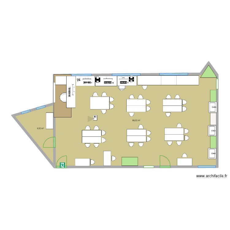 plan de la salle 9 Arts Plastiques. Plan de 2 pièces et 95 m2