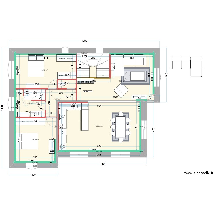 Maison_Chico_Jojo_3. Plan de 15 pièces et 91 m2