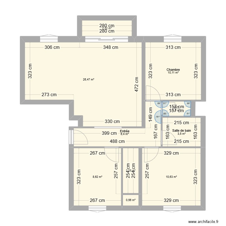 moi. Plan de 10 pièces et 72 m2