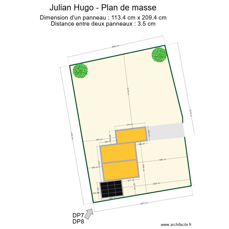 Julian Hugo PLAN DE MASSE . Plan de 3 pièces et 135 m2