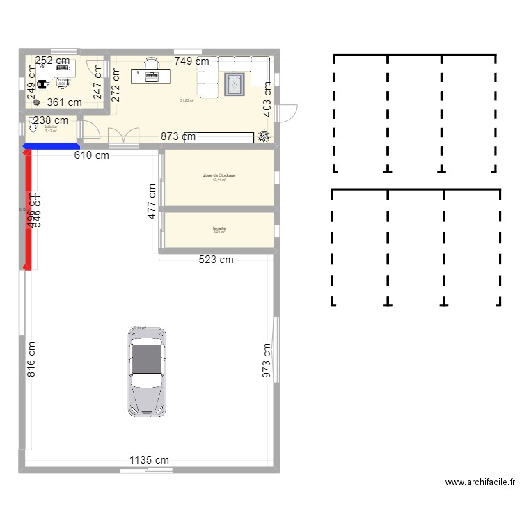 atelier zizou. Plan de 7 pièces et 203 m2