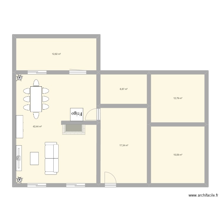 Maison. Plan de 6 pièces et 107 m2