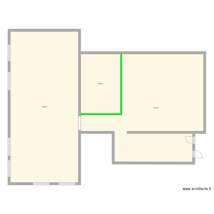 225 Seigneuriale agrandissement 26 x 50. Plan de 3 pièces et 259 m2