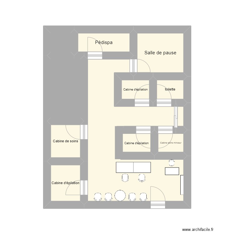 Plan Esthétic Center. Plan de 11 pièces et 20 m2