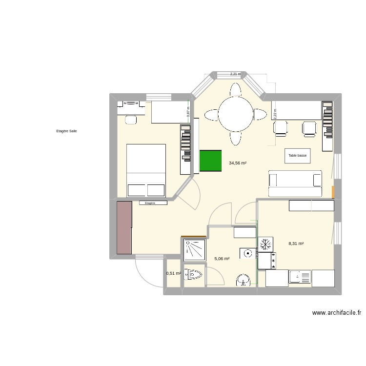 Haie Vignée 4. Plan de 4 pièces et 48 m2