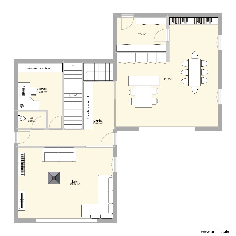 Ringo RDC. Plan de 7 pièces et 108 m2