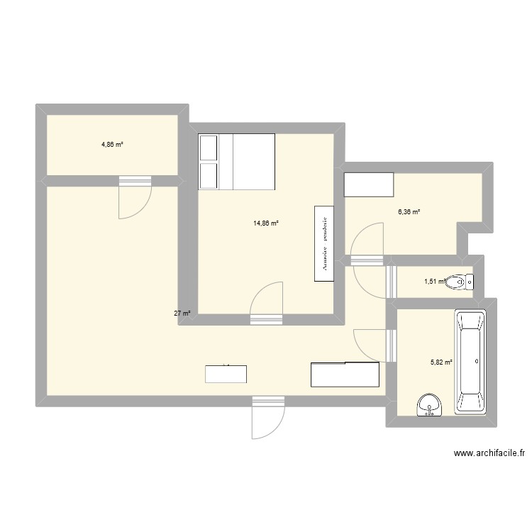 appart ill. Plan de 6 pièces et 60 m2