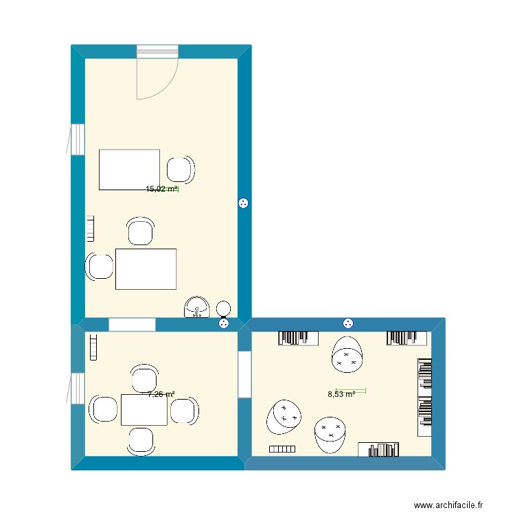 Bibliothèque, travail de Lucie lp. Plan de 3 pièces et 31 m2