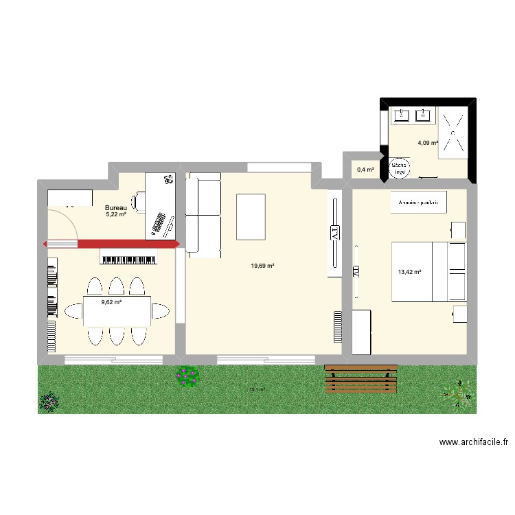 Test Vic. Plan de 6 pièces et 52 m2