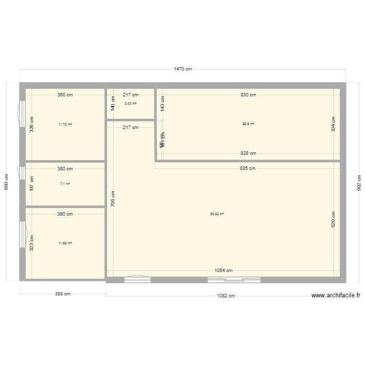 0401. Plan de 6 pièces et 119 m2