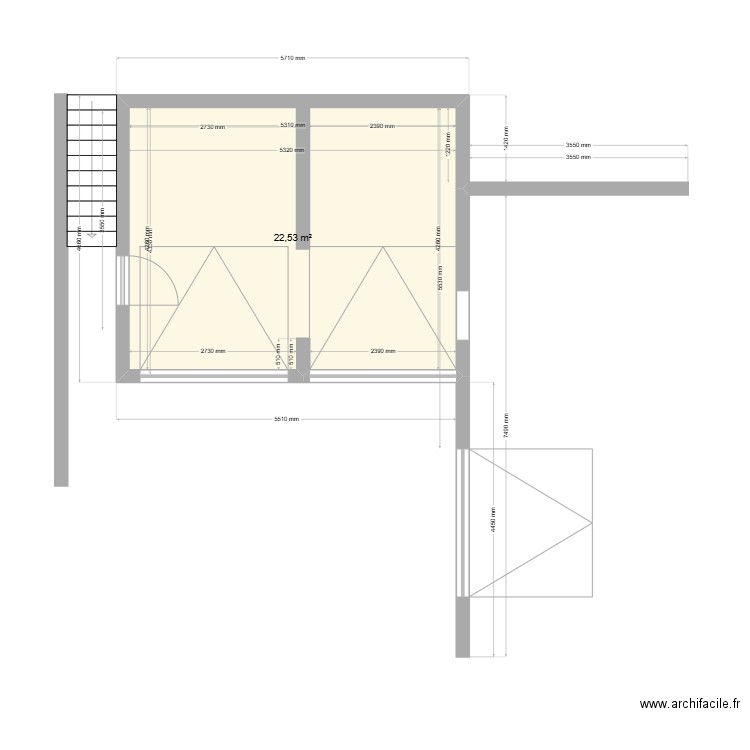 reno melgven. Plan de 8 pièces et 44 m2