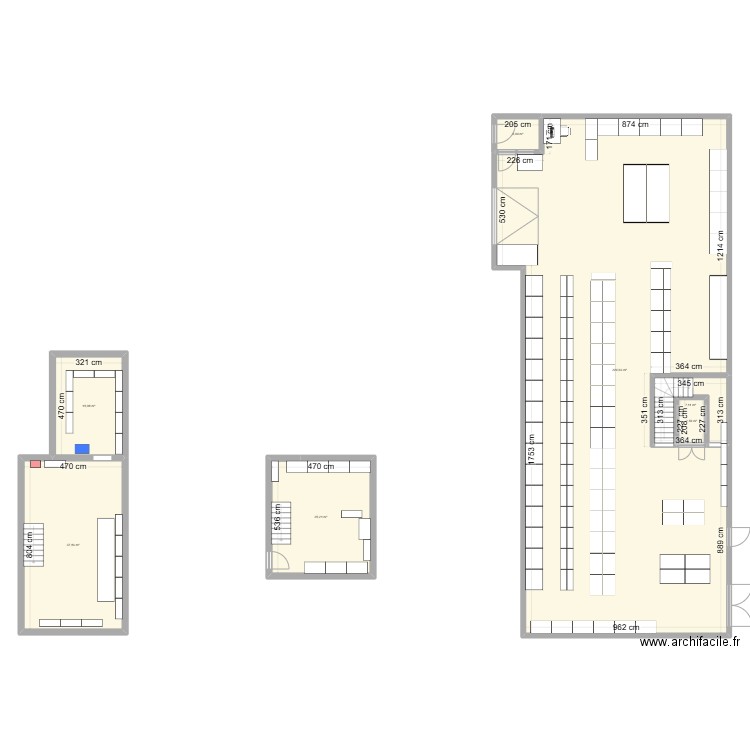 magasin tec. Plan de 7 pièces et 320 m2