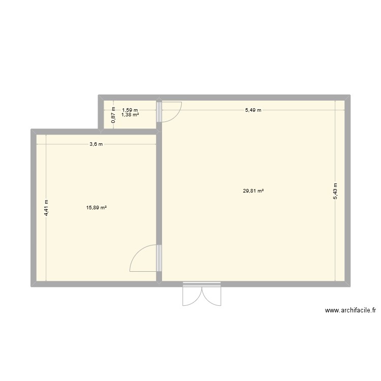 Salle radiologie hz dassa. Plan de 3 pièces et 47 m2