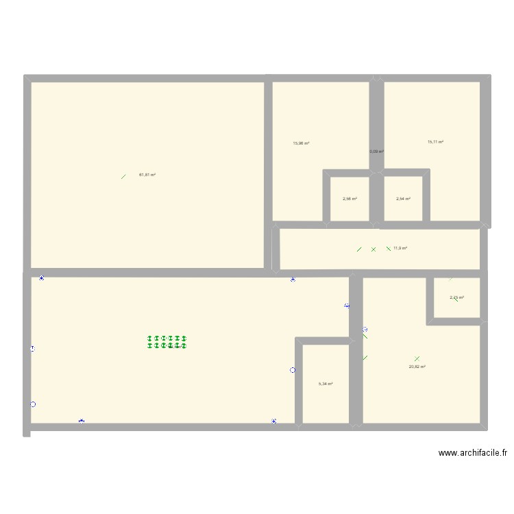 travail TP GTL. Plan de 11 pièces et 199 m2