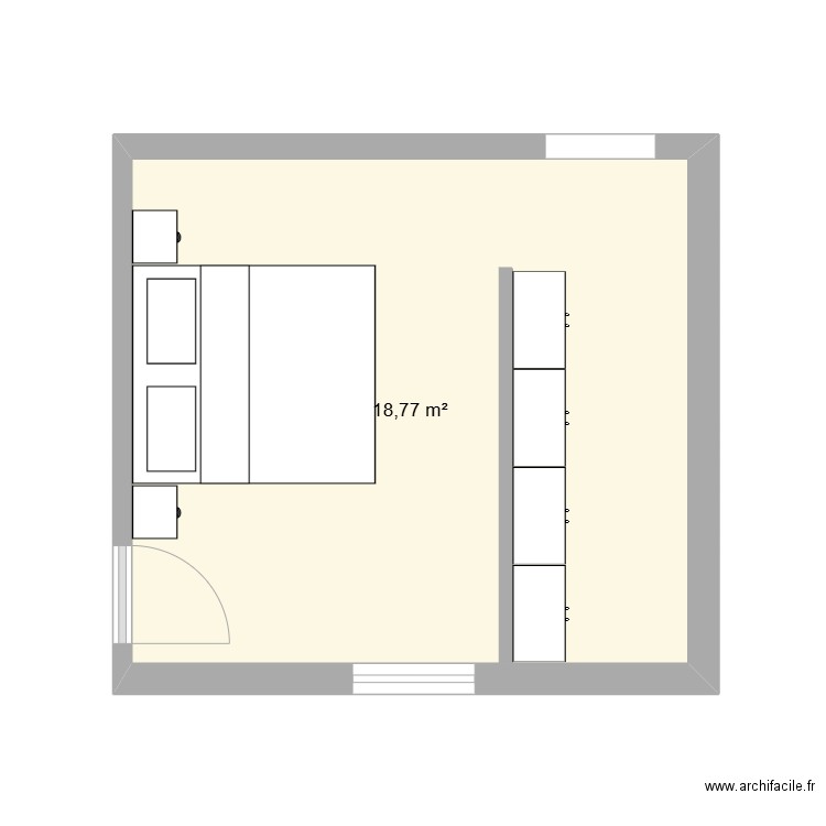 Chambre 1. Plan de 1 pièce et 19 m2