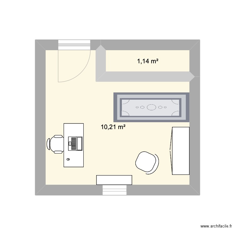 Petit box Harmo. Plan de 2 pièces et 11 m2