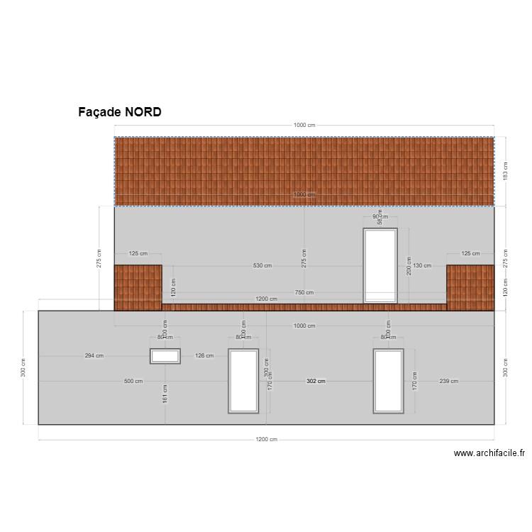 façade nord. Plan de 0 pièce et 0 m2