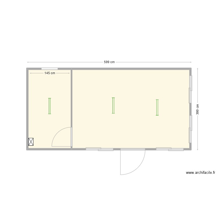 V377. Plan de 2 pièces et 17 m2