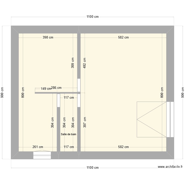 cave. Plan de 3 pièces et 77 m2