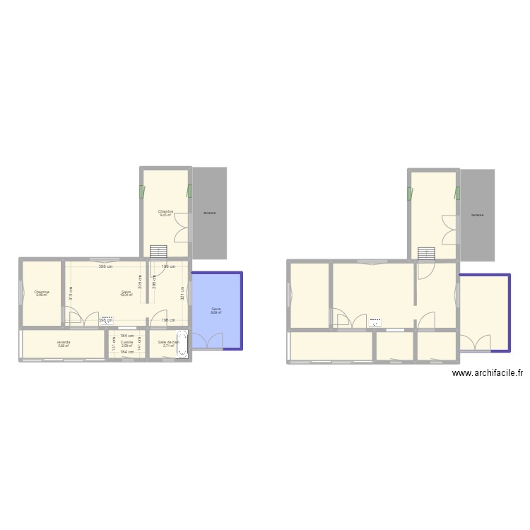 Chalet jacqueminiere. Plan de 14 pièces et 108 m2