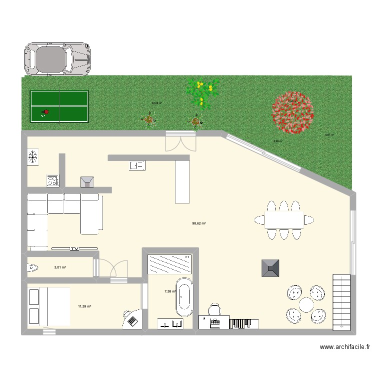 Maison _Espagnol. Plan de 4 pièces et 120 m2