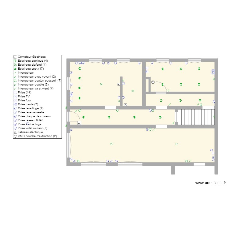 HOUPLI ANCOISNE RDC 1. Plan de 7 pièces et 80 m2