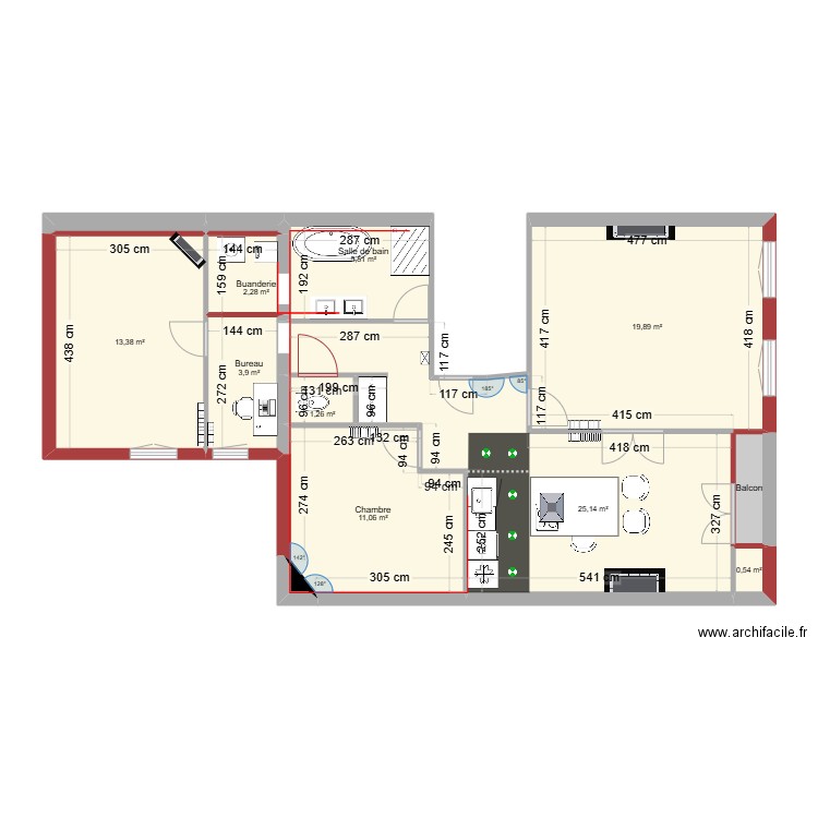 HEURTELOUP V4. Plan de 13 pièces et 85 m2