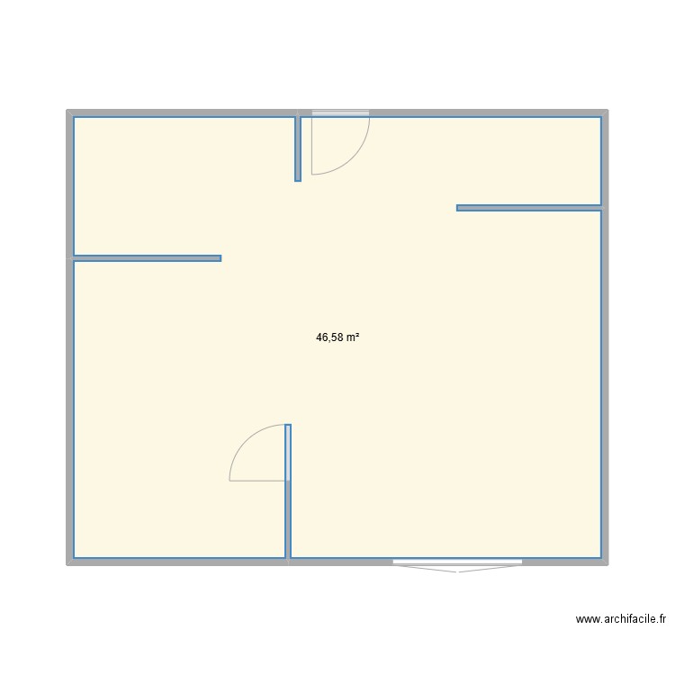 appart clos. Plan de 1 pièce et 47 m2