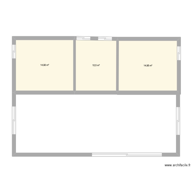 Bourake Les hauteurs. Plan de 3 pièces et 40 m2