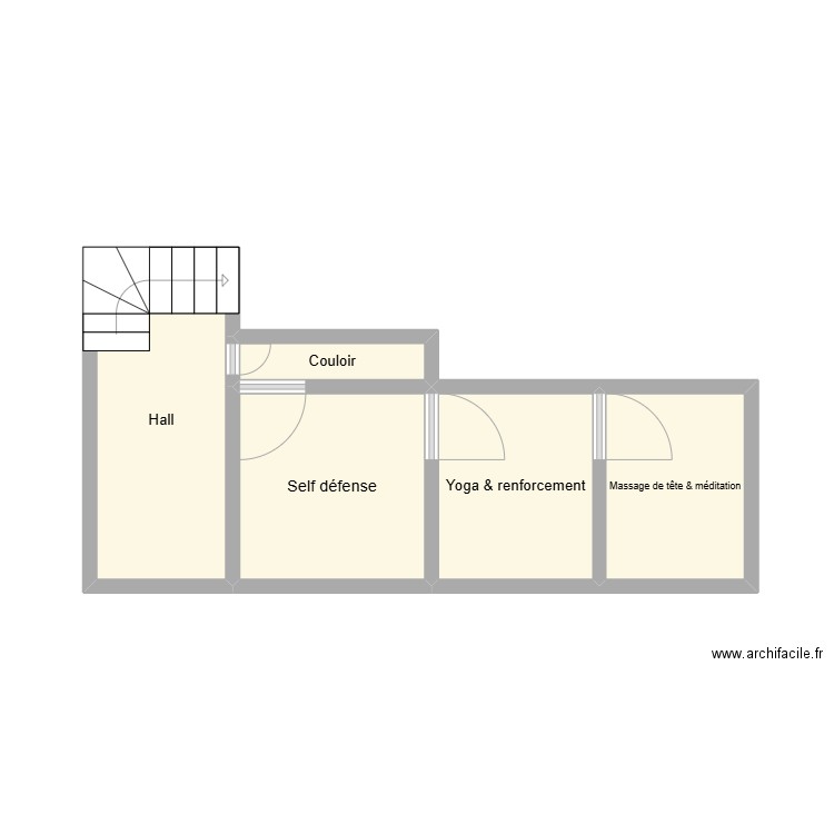 RDC. Plan de 5 pièces et 20 m2