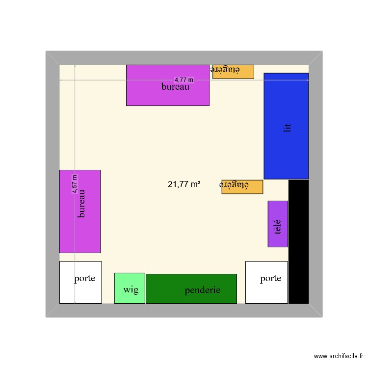 antony. Plan de 1 pièce et 22 m2